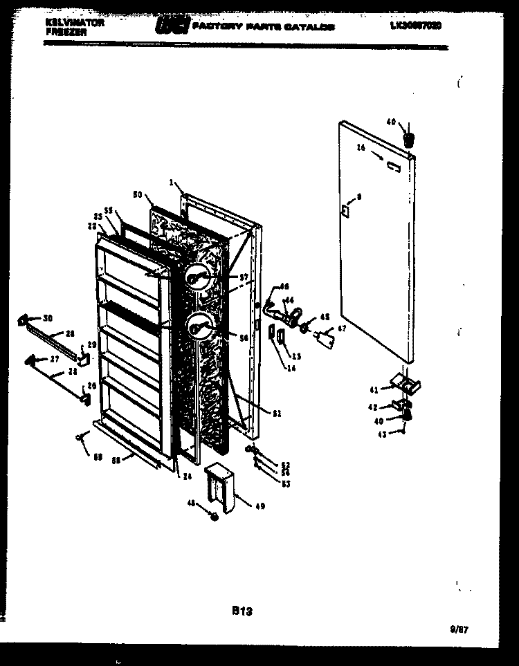 DOOR PARTS Diagram and Parts List for UFP193EM1W  Kelvinator Freezer