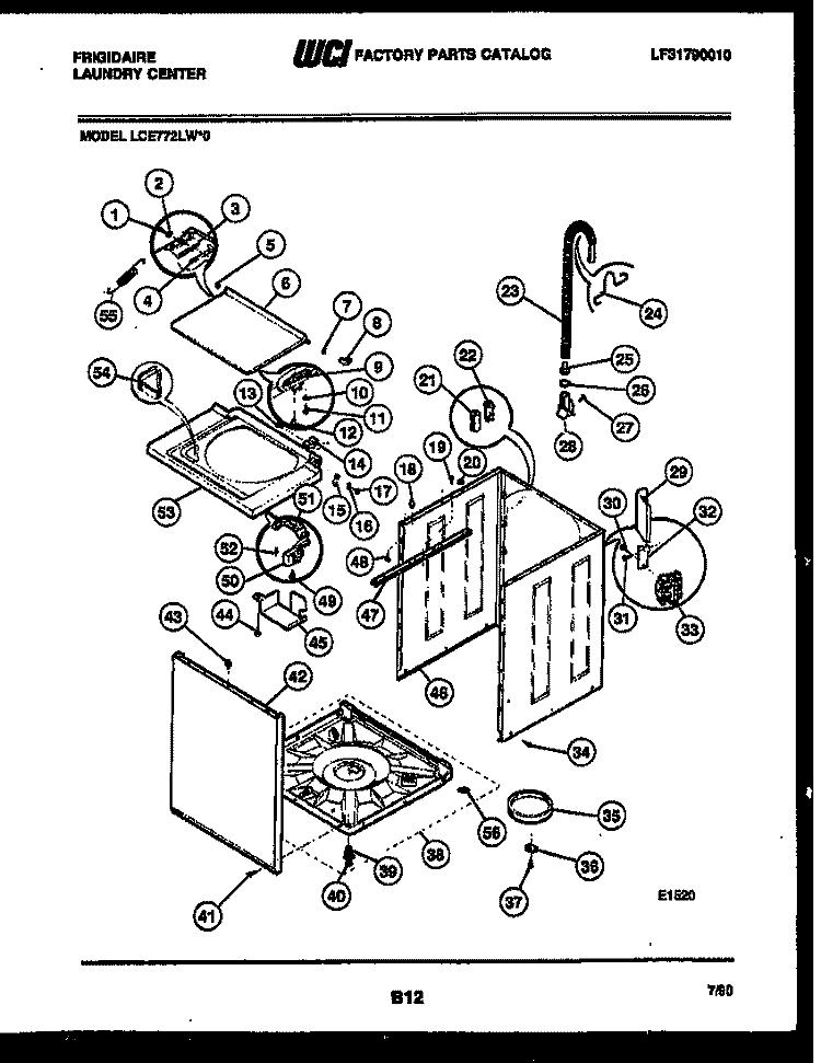 CABINET PARTS Diagram and Parts List for LCE772LW0  Frigidaire Washer Dryer Combo