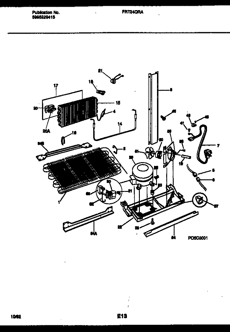 SYSTEM AND AUTOMATIC DEFROST PARTS Diagram and Parts List for FRT24QRAW1  Frigidaire Refrigerator