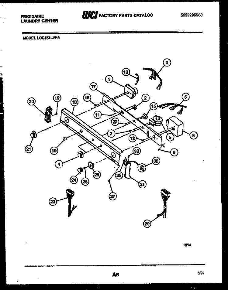 CONSOLE AND CONTROL PARTS Diagram and Parts List for LCG751LW3  Frigidaire Washer Dryer Combo