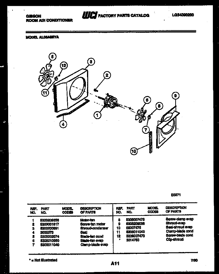 AIR HANDLING PARTS Diagram and Parts List for AL05A6EYA  Gibson Air Conditioner