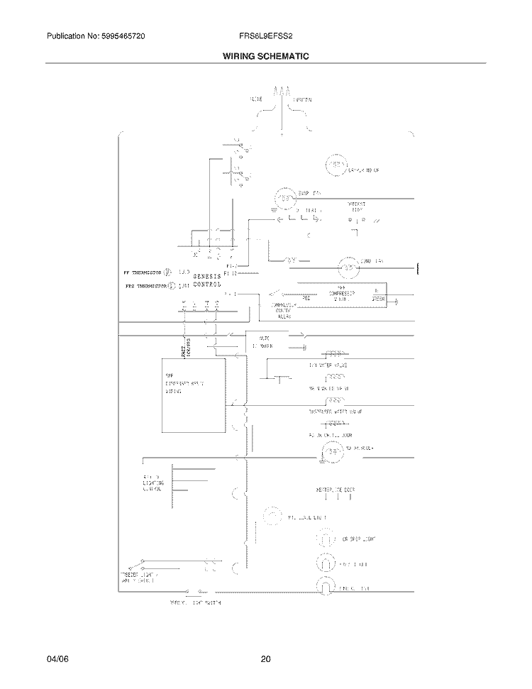 WIRING SCHEMATIC Diagram and Parts List for FRS6L9EFSS2  Frigidaire Refrigerator
