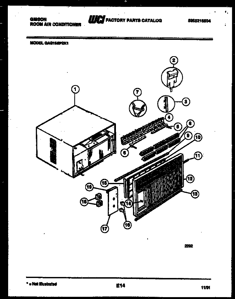 CABINET PARTS Diagram and Parts List for GAS18EP2K1  Gibson Air Conditioner