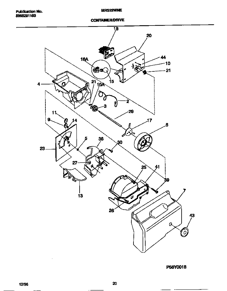 CONTAINER / DRIVE Diagram and Parts List for MRS22WNEW2  Frigidaire Refrigerator