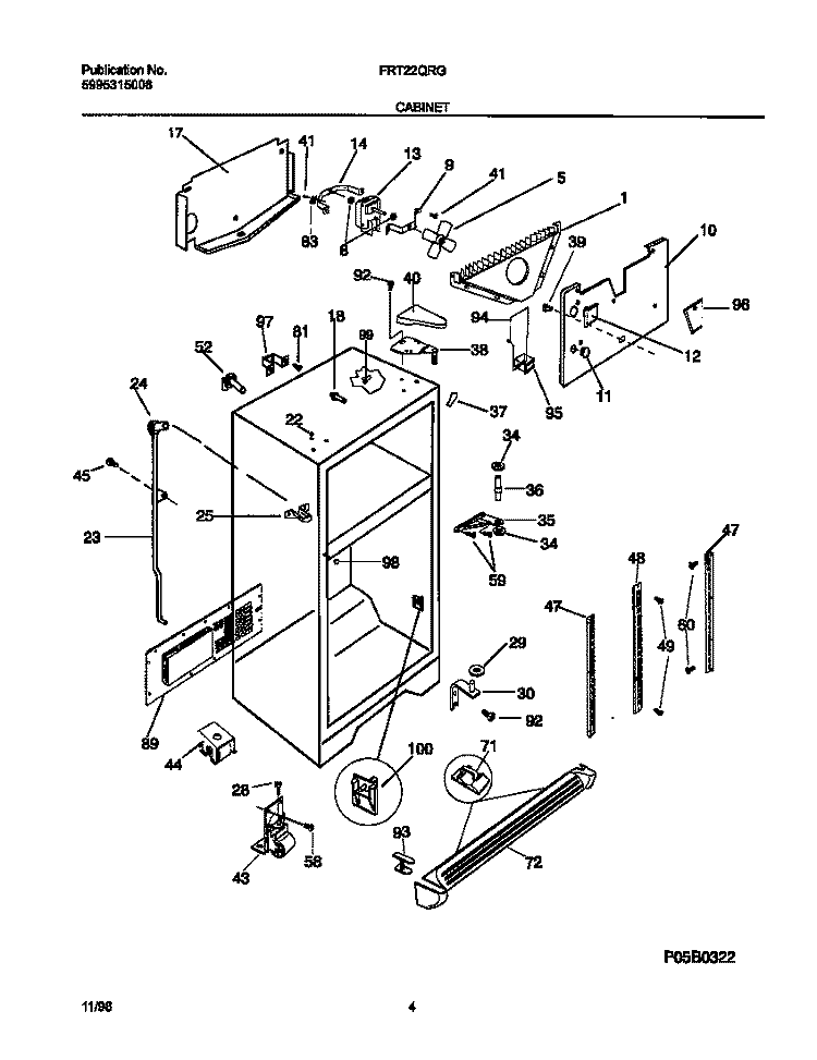 CABINET Diagram and Parts List for FRT22QRGD2  Frigidaire Refrigerator