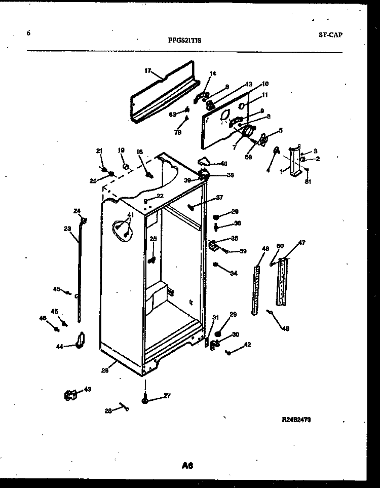 CABINET PARTS Diagram and Parts List for FPGS21TISW0  Frigidaire Refrigerator