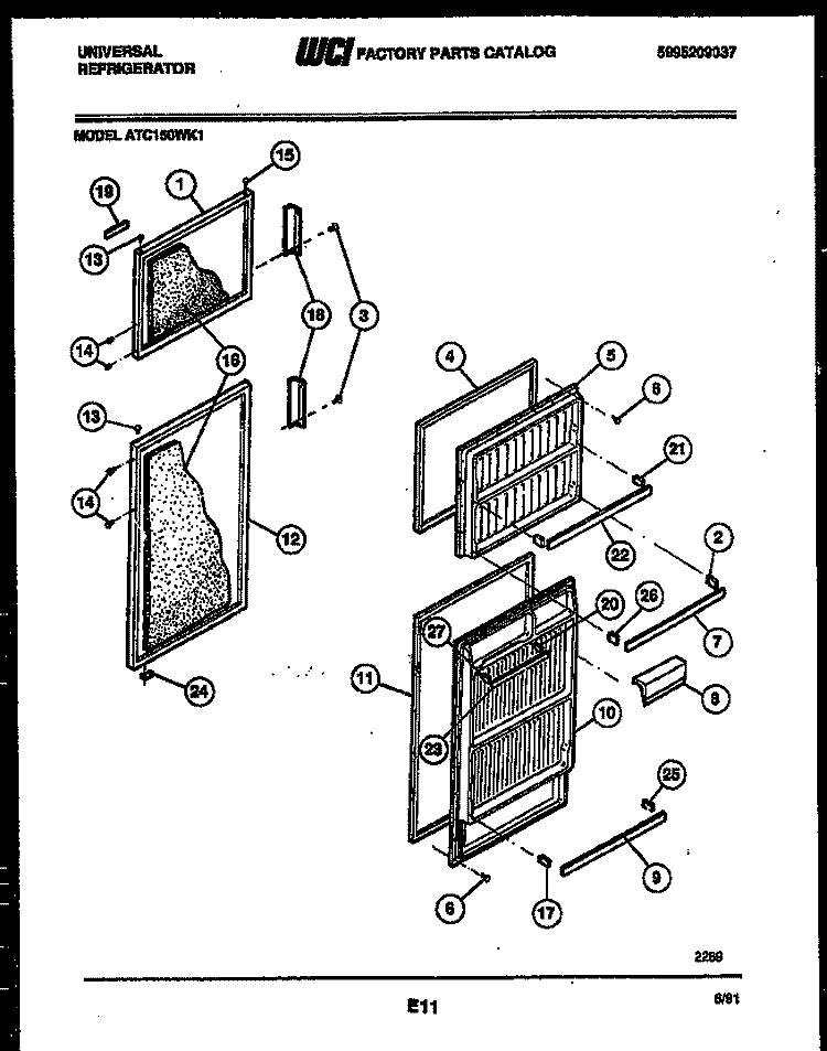 DOOR PARTS Diagram and Parts List for ATC150HK1  Frigidaire Refrigerator