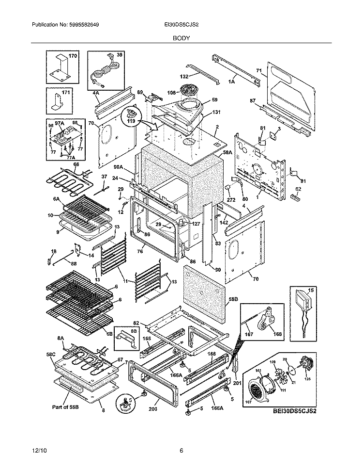 BODY Diagram and Parts List for EI30DS5CJS2  Electrolux Range