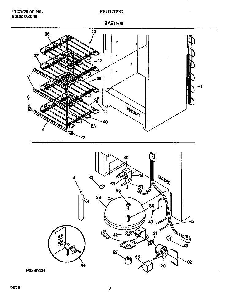 SYSTEM Diagram and Parts List for FFU17D9CW1  Frigidaire Freezer