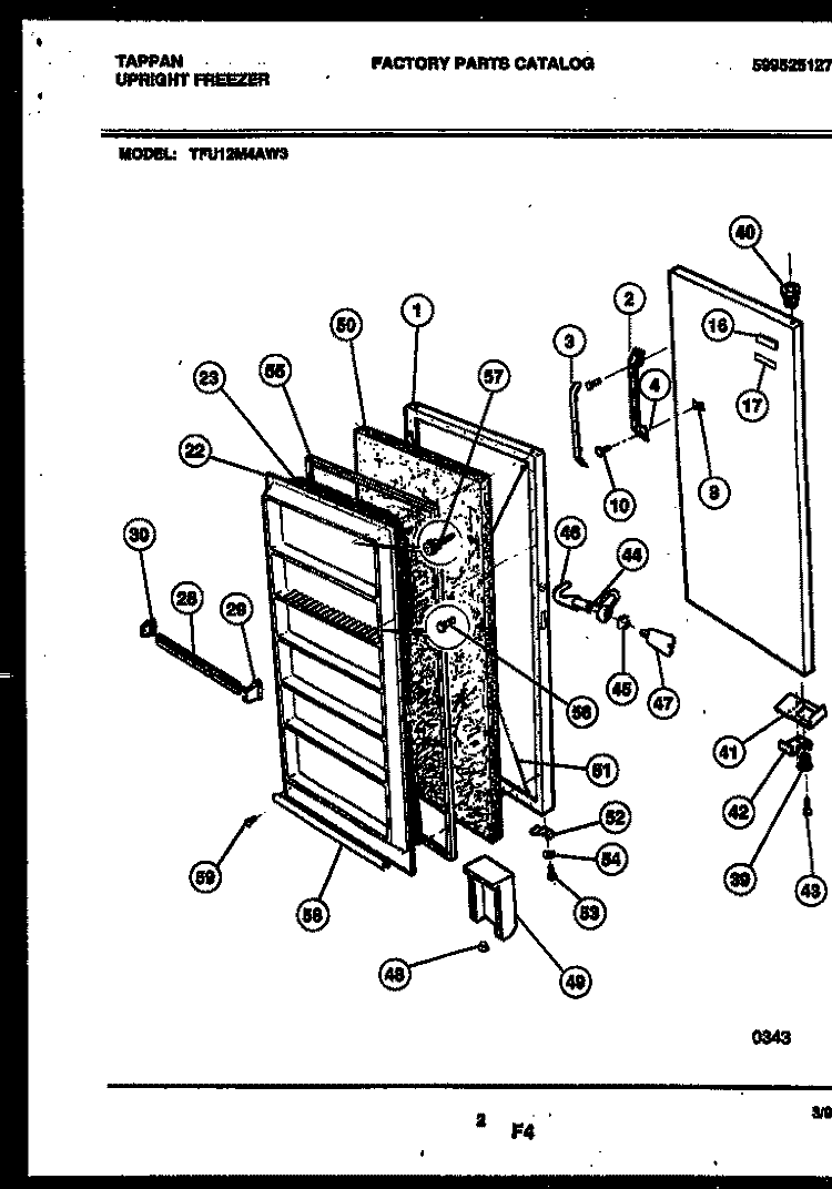 DOOR PARTS Diagram and Parts List for TFU12M4AW3  Tappan Freezer