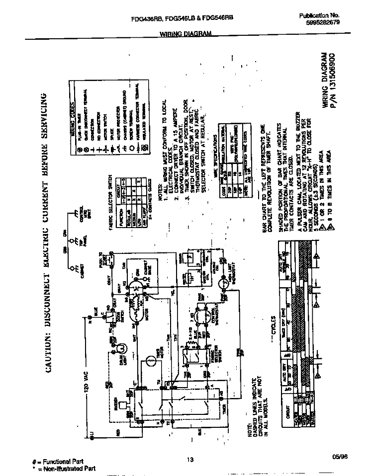 WIRING DIAGRAM Diagram and Parts List for FDG546RBT2  Frigidaire Dryer