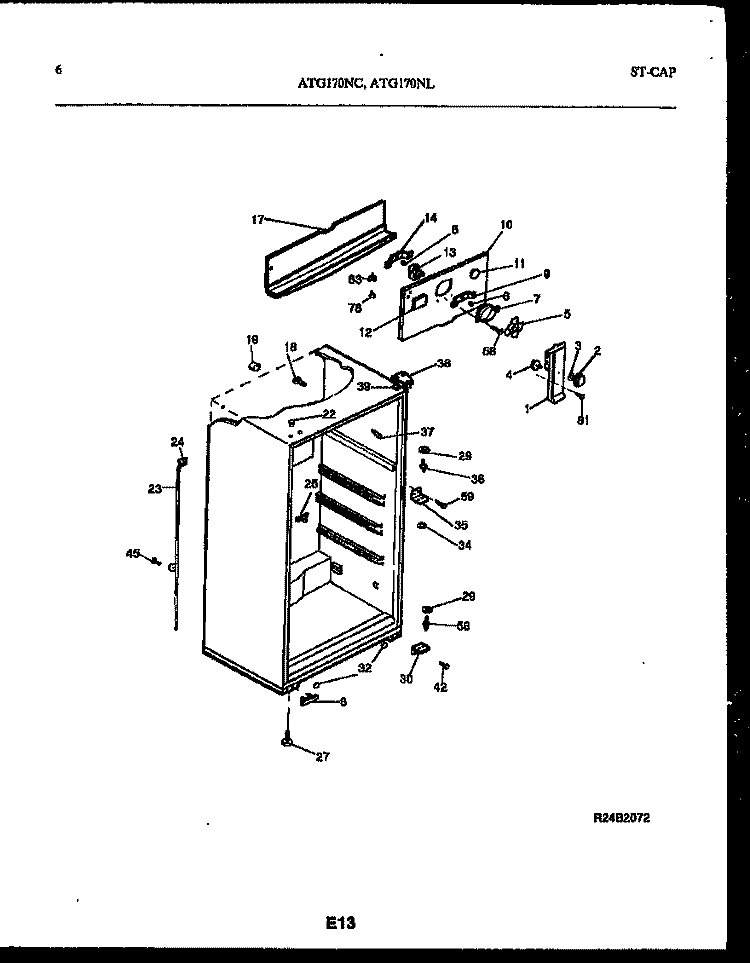 CABINET PARTS Diagram and Parts List for ATG170NCD2  Frigidaire Refrigerator