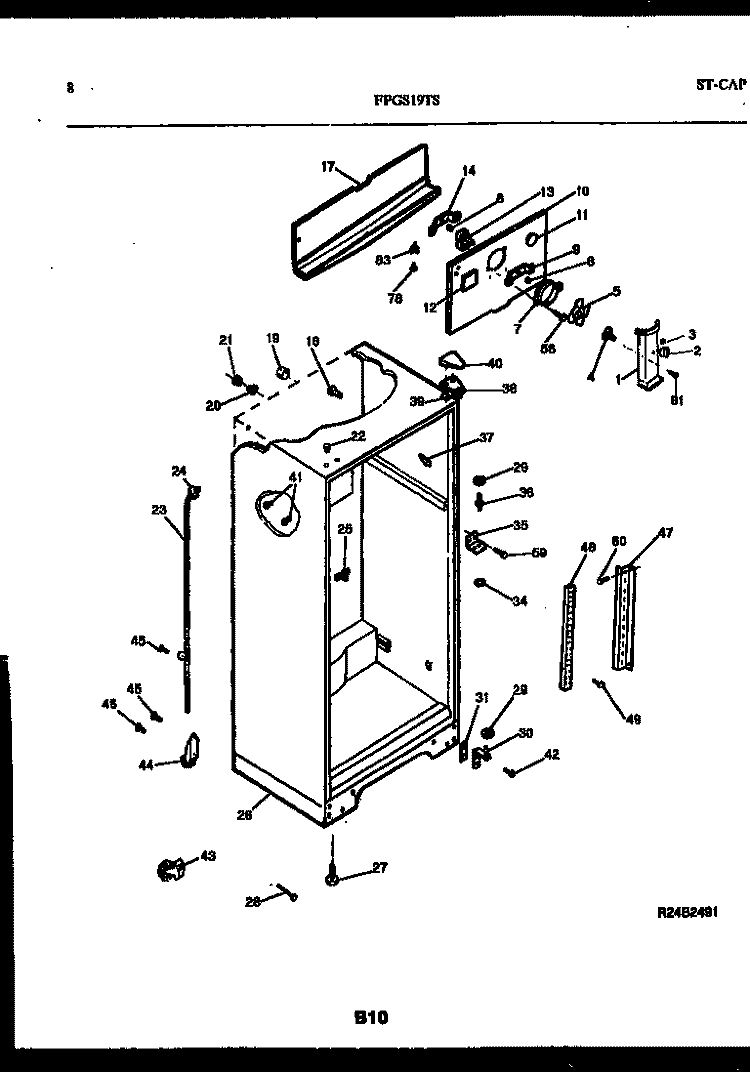 CABINET PARTS Diagram and Parts List for FPGS19TSL0  Frigidaire Refrigerator