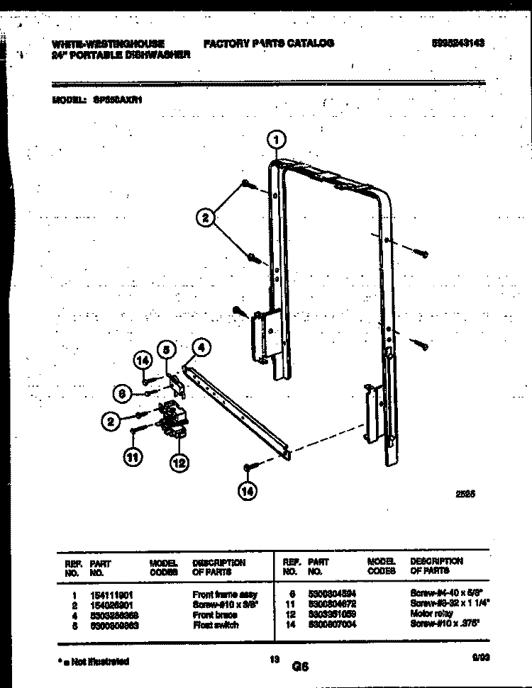 POWER DRY AND MOTOR PARTS Diagram and Parts List for SP550AXR1  Frigidaire Dishwasher