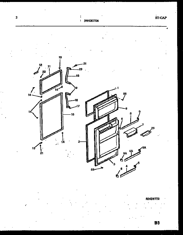 DOOR PARTS Diagram and Parts List for RT163LCD3  Frigidaire Refrigerator