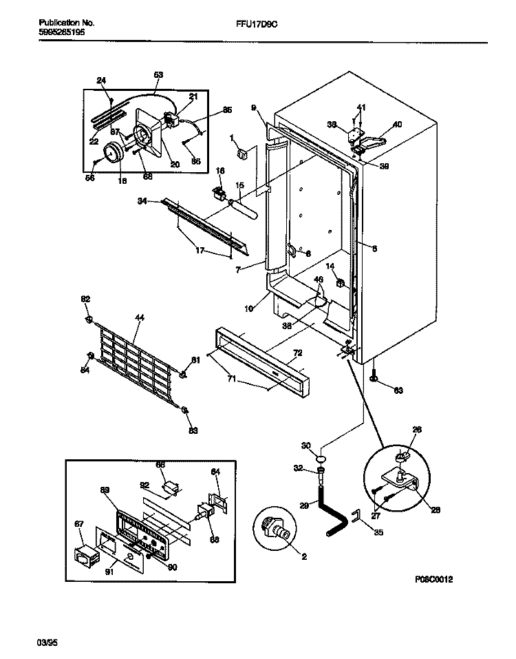 CABINET Diagram and Parts List for FFU17D9CW0  Frigidaire Freezer
