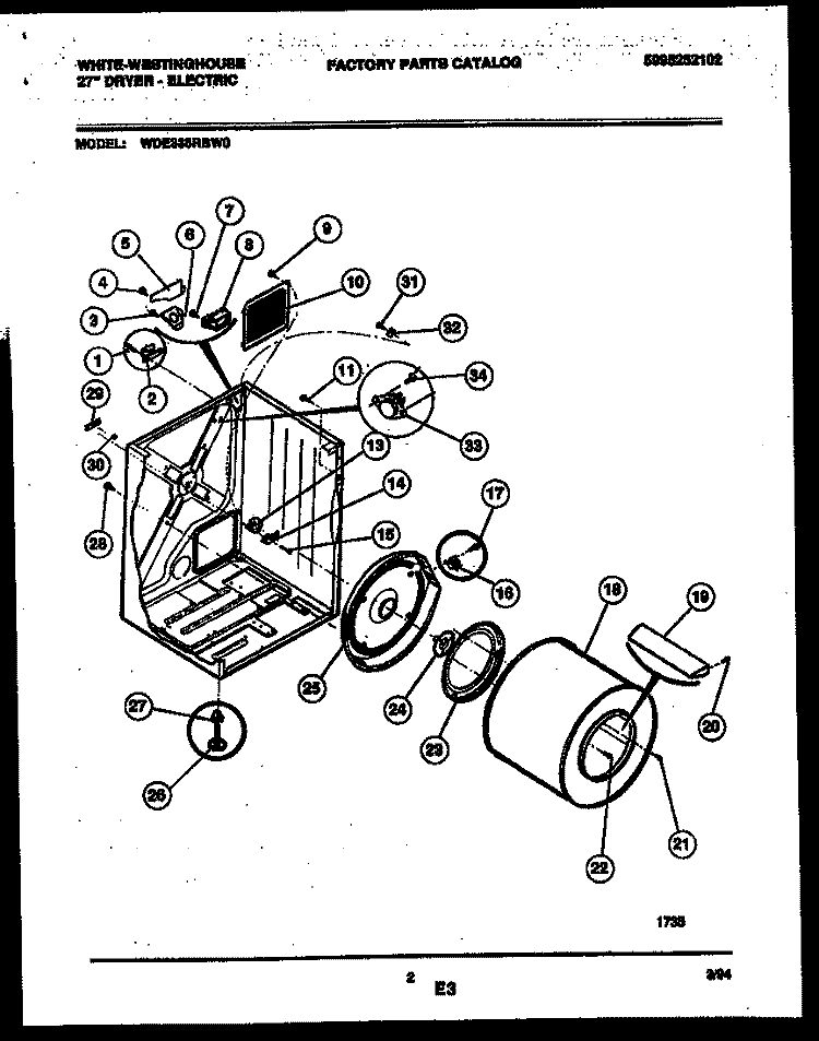 CABINET AND COMPONENT PARTS Diagram and Parts List for WDE336RBD0  Frigidaire Dryer