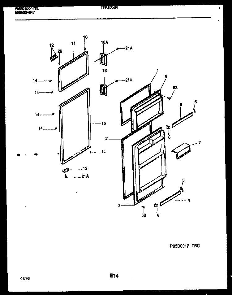 DOOR PARTS Diagram and Parts List for TPK180JN2D  Kelvinator Refrigerator