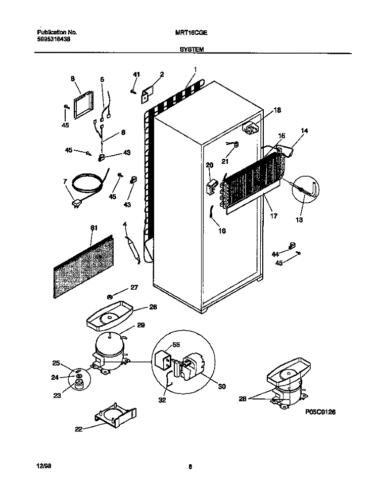 SYSTEM Diagram and Parts List for MRT16CGEZ8  Uni Refrigerator