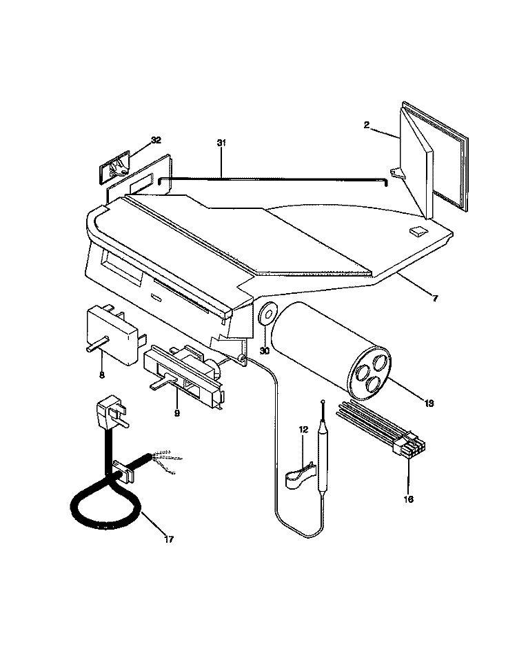 CONTROLS Diagram and Parts List for FAB067W7B1  Frigidaire Air Conditioner