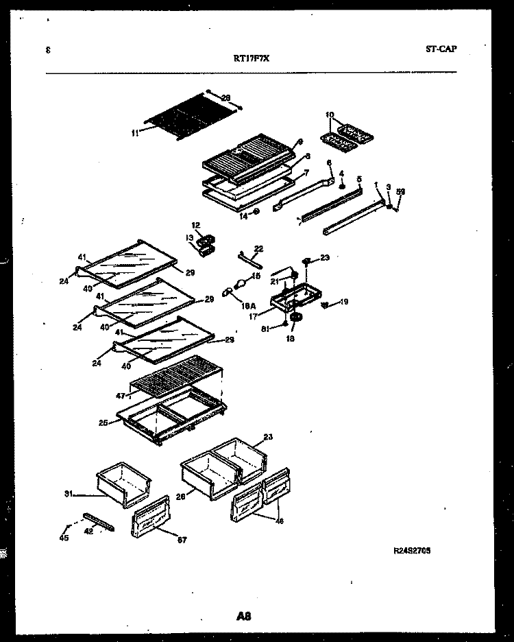 SHELVES AND SUPPORTS Diagram and Parts List for RT17F7YX4B  Gibson Refrigerator