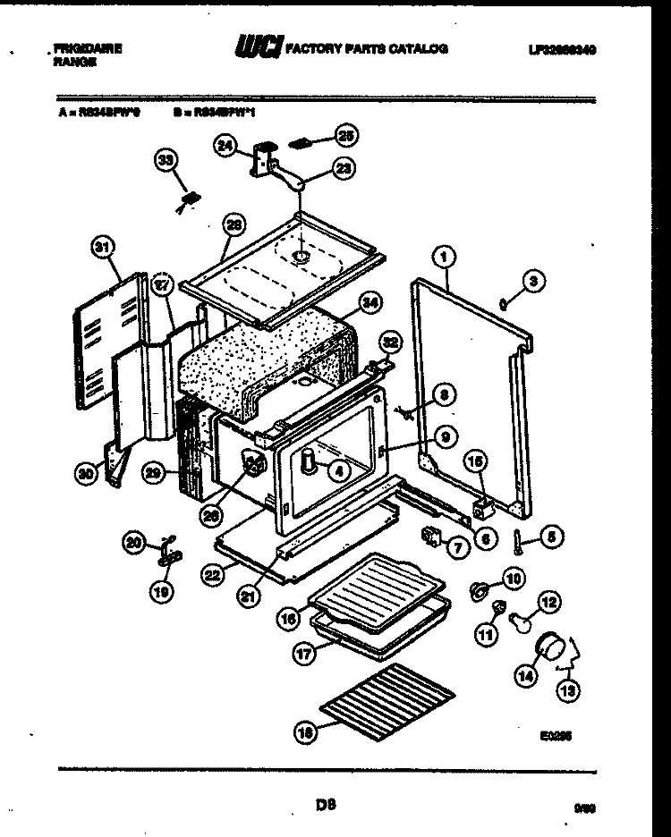 BODY PARTS Diagram and Parts List for RS34BFL1  Frigidaire Range