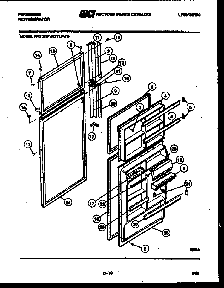 DOOR PARTS Diagram and Parts List for FPD18TFA0  Frigidaire Refrigerator
