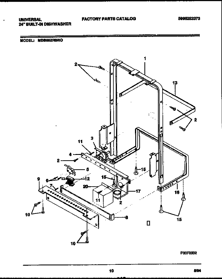 POWER DRY AND MOTOR PARTS Diagram and Parts List for MDB662RBR0  Frigidaire Dishwasher