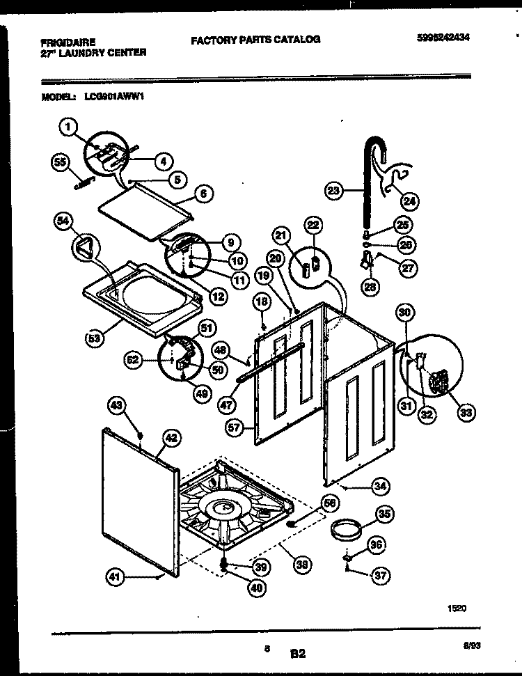 CABINET PARTS Diagram and Parts List for LCG901AWW1  Frigidaire Washer Dryer Combo