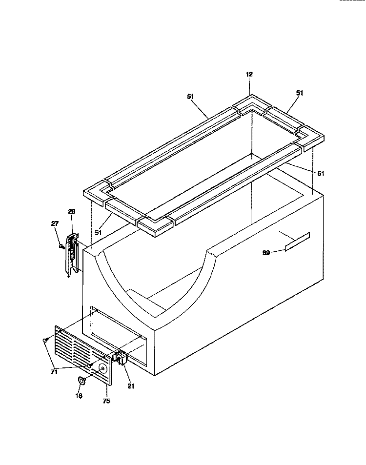 CABINET / CONTROL / SHELVES Diagram and Parts List for MFC05M1BW2  Frigidaire Freezer