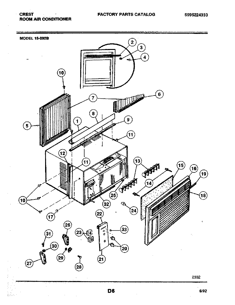 WRAPPER Diagram and Parts List for 15-092B  Frigidaire Air Conditioner