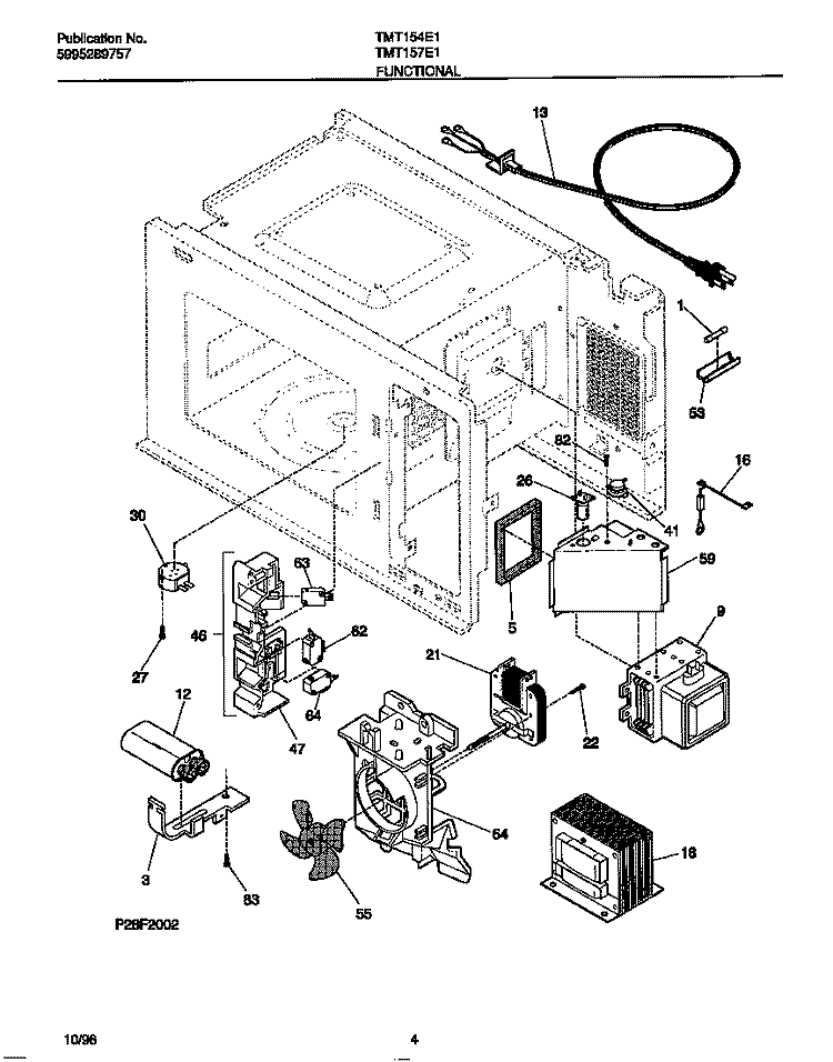 FUNCTIONAL Diagram and Parts List for TMT157E1W0  Tappan Microwave