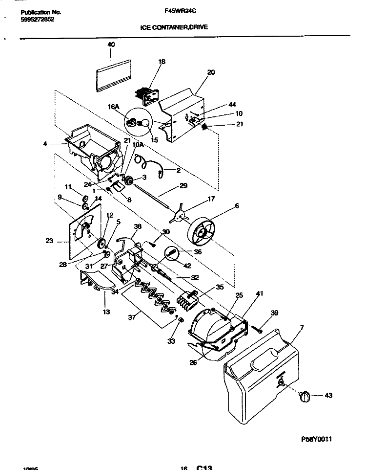 ICE CONTAINER Diagram and Parts List for F45WR24CD1  Frigidaire Refrigerator