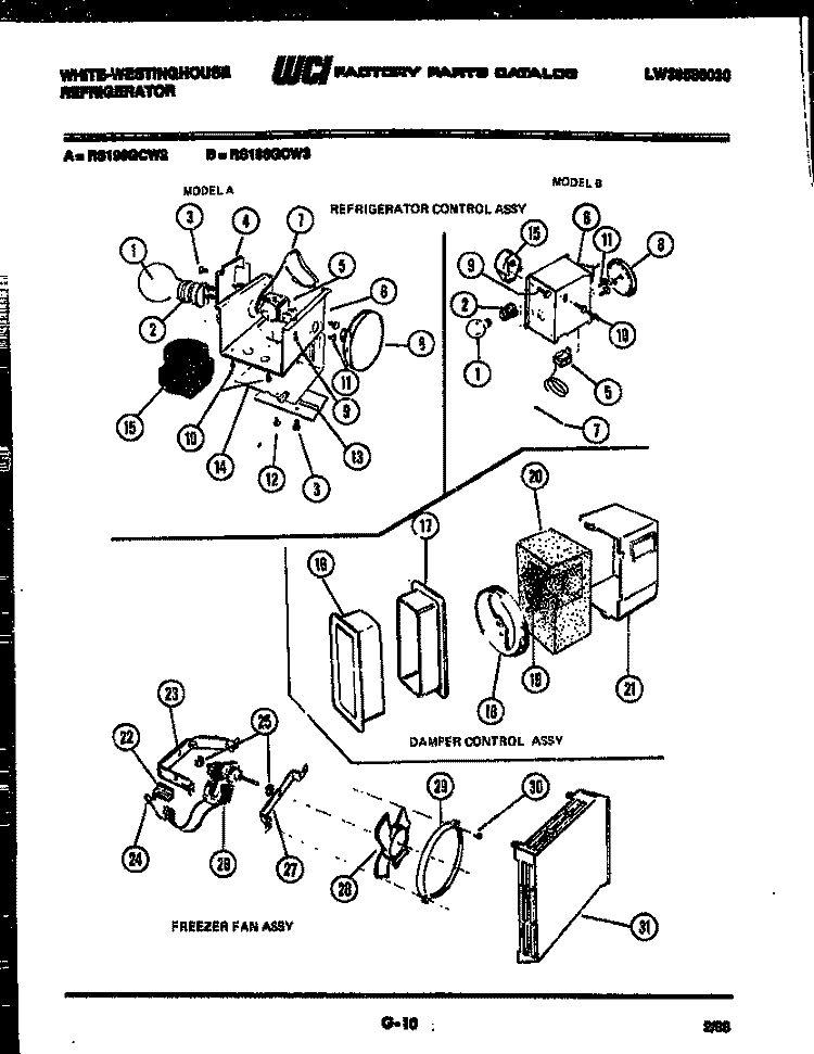 REFRIGERATOR CONTROL ASSEMBLY, DAMP Diagram and Parts List for RS196GCD3  Frigidaire Refrigerator