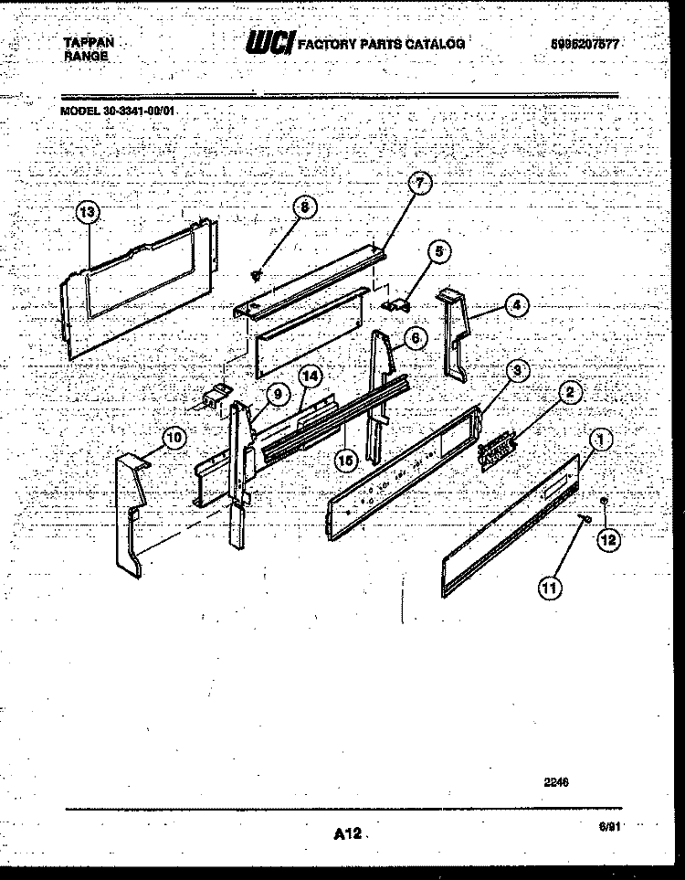 BACKGUARD Diagram and Parts List for 30-3341-23-01  Tappan Range