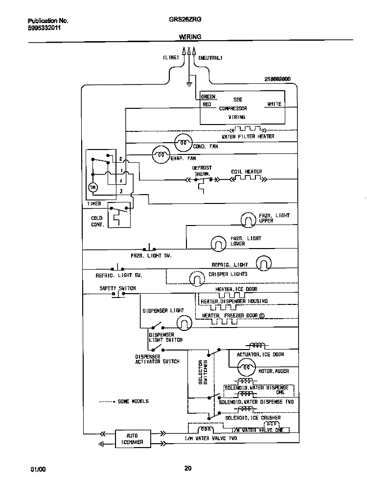 WIRING DIAGRAM Diagram and Parts List for GRS26ZRGD1  Gibson Refrigerator