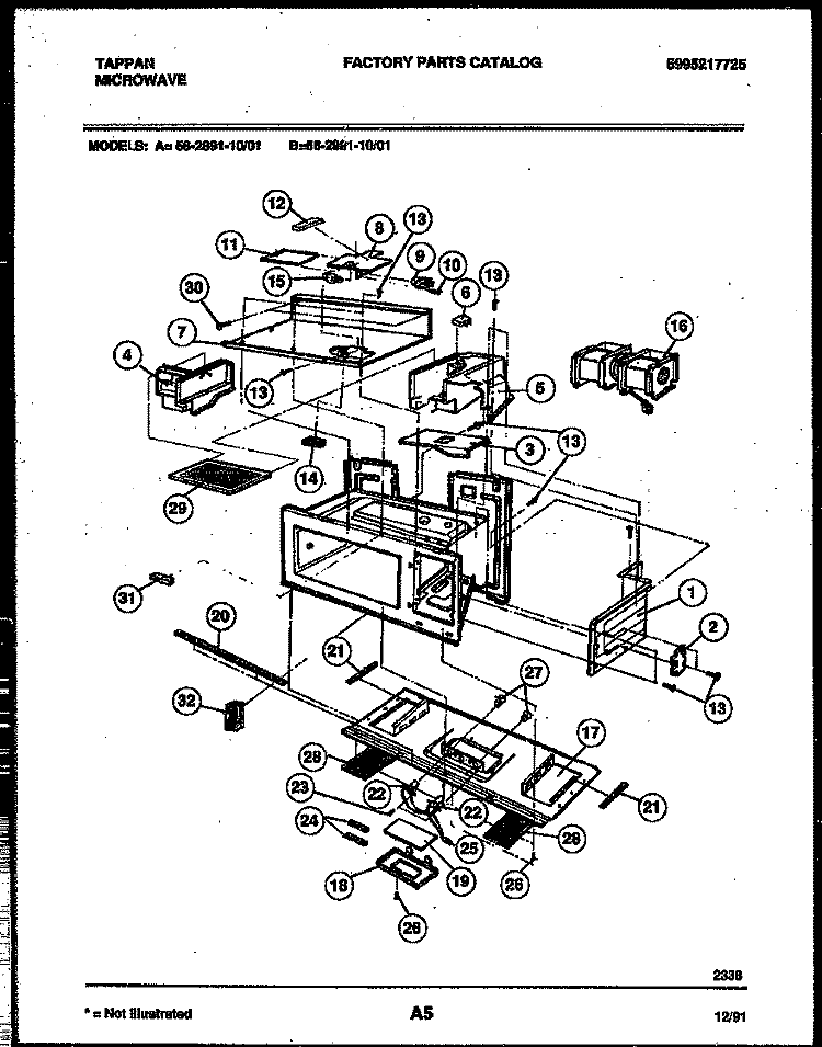 MOTOR AND RELATED PARTS Diagram and Parts List for 56-2991-10-01  Tappan Microwave