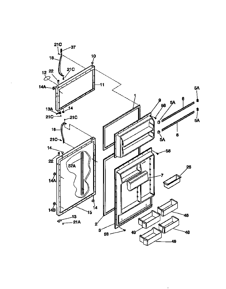 DOOR Diagram and Parts List for FRT18TSCD0  Frigidaire Refrigerator