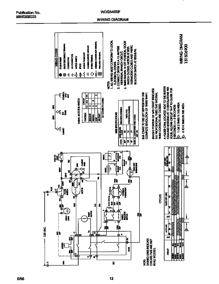 WIRING DIAGRAM Diagram and Parts List for WDG546RFS0  Frigidaire Dryer