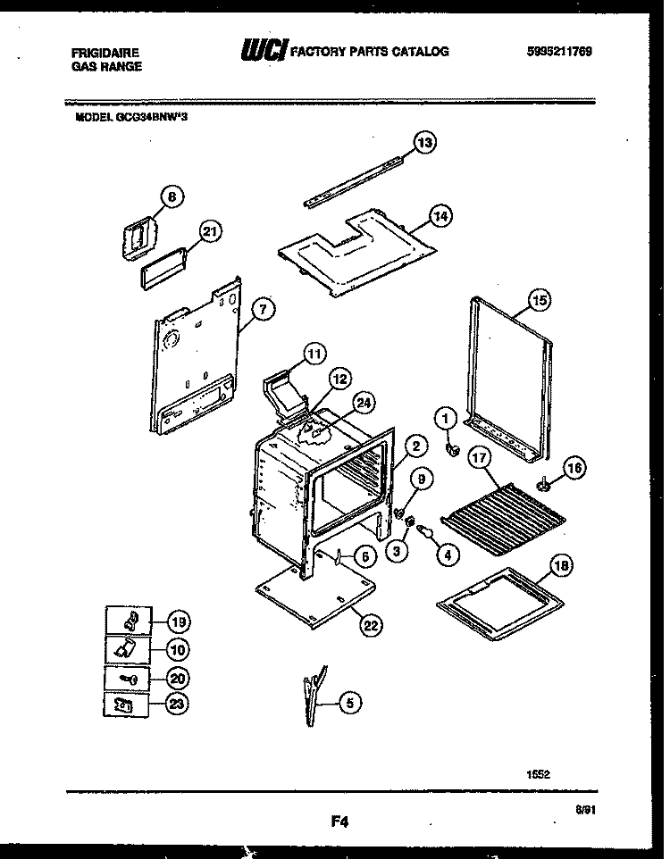 BODY PARTS Diagram and Parts List for GCG34BNW3  Frigidaire Range