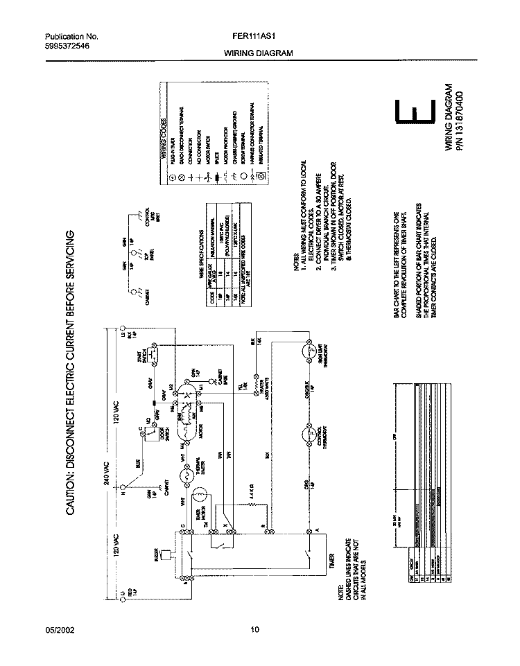 131870400 WIRING DIAGRAM Diagram and Parts List for FER111AS1  Frigidaire Dryer