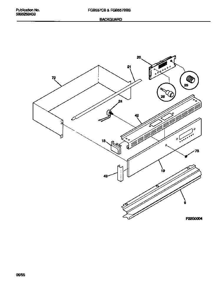 BACKGUARD Diagram and Parts List for FGB557CBSA  Frigidaire Wall Oven