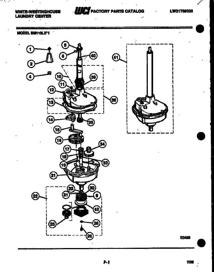 TRANSMISSION PARTS Diagram and Parts List for SM115LXD1  Frigidaire Washer