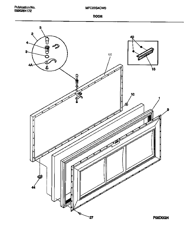 DOOR Diagram and Parts List for MFC23S4CW0  Frigidaire Freezer