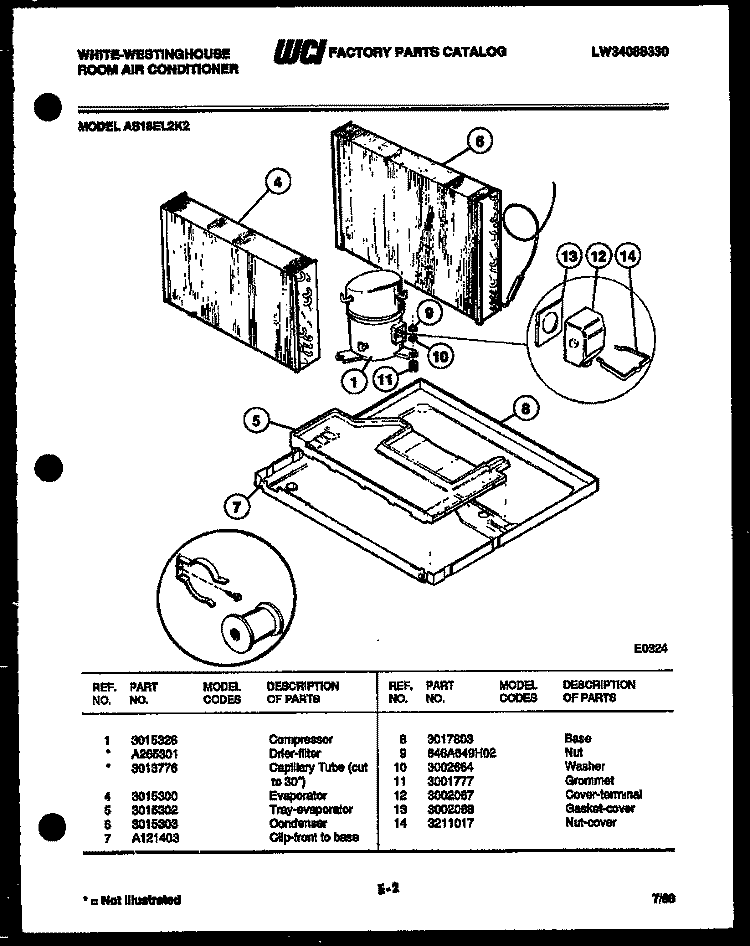 CABINET AND INSTALLATION PARTS Diagram and Parts List for AS18EL2K2  Frigidaire Air Conditioner