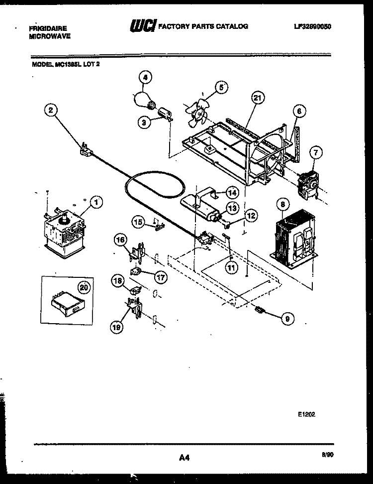 POWER CONTROL Diagram and Parts List for MC1385L2  Frigidaire Microwave