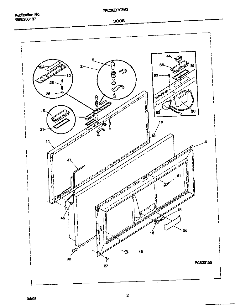 DOOR Diagram and Parts List for FFC20D7GW0  Frigidaire Freezer