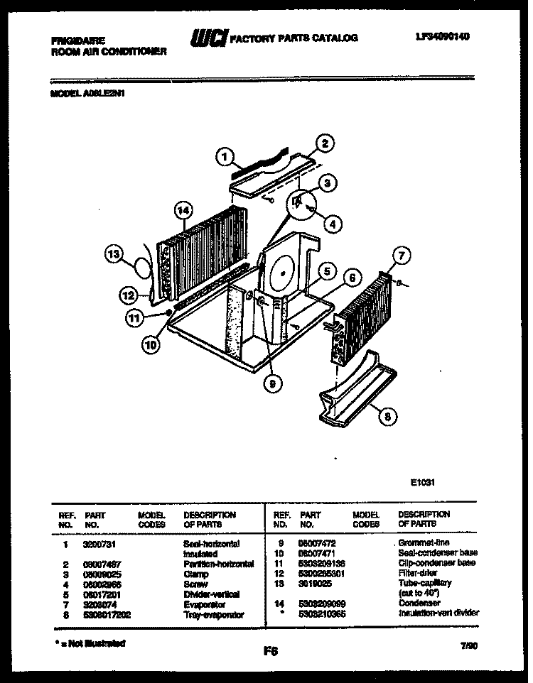 UNIT PARTS Diagram and Parts List for A08LE2N1  Frigidaire Air Conditioner