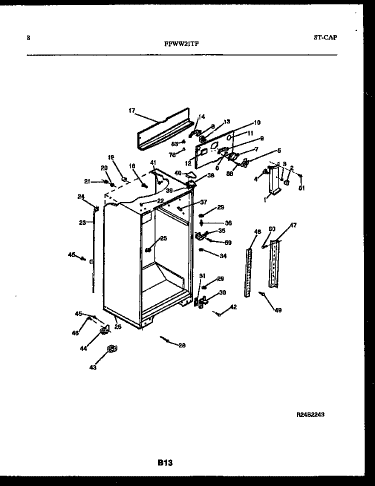 CABINET PARTS Diagram and Parts List for FPWW21TPL0  Frigidaire Refrigerator
