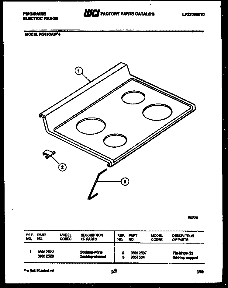 COOKTOP PARTS Diagram and Parts List for RG35CAL4  Frigidaire Range
